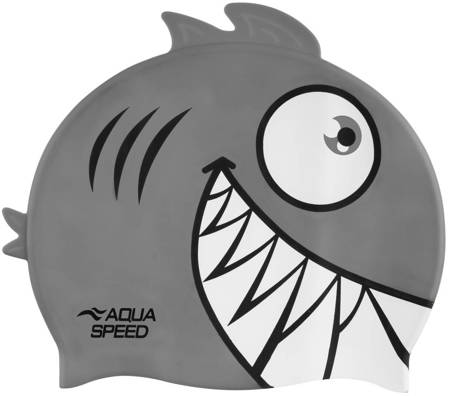 Children's swimming cap with 3D element Aqua Speed Zoo Pirana 26 - grey