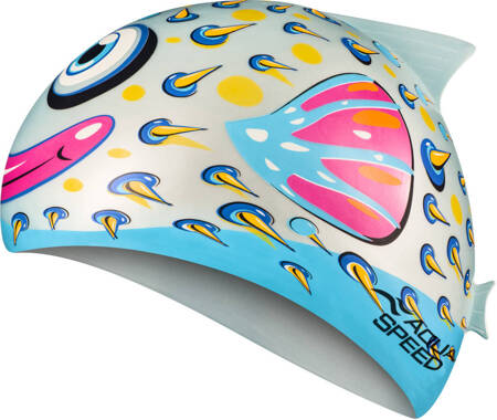 Children's swimming cap with printed design Aqua Speed  Zoo Fish 02 - multicolor 