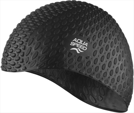 Silicone swim cap for long hair Aqua Speed Bubble 07 - black 