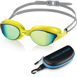 Swimming goggles Aqua Speed Vortex Mirror + Case 38 - yellow