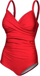 Vivian 31 modeling swimsuit with cups - red