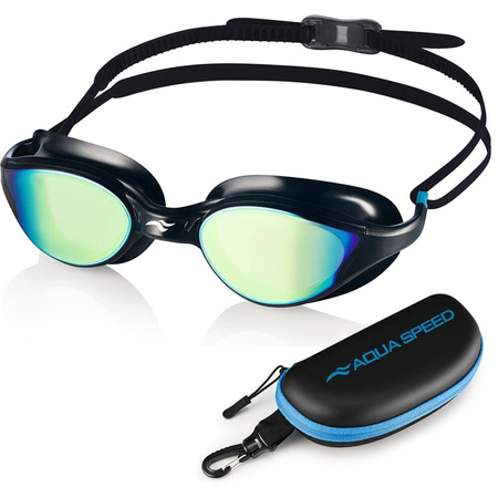 Lustrzane okulary pływackie Aqua Speed Vortex Mirror  + Etui 07 - czarne