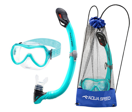 Zestaw do snorkelingu dla dzieci Aqua Speed Alize + Samos + worek 04 - turkusowy 