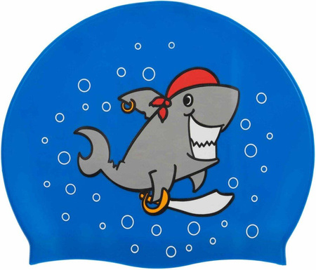 Swim cap for children Aqua Speed Kiddie Shark - blue