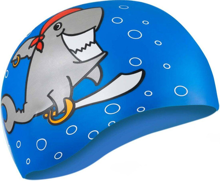 Swim cap for children Aqua Speed Kiddie Shark - blue