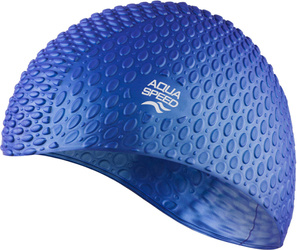 Silikonowy czepek pływacki na długie włosy Aqua Speed  Bubble 10 - niebieski 